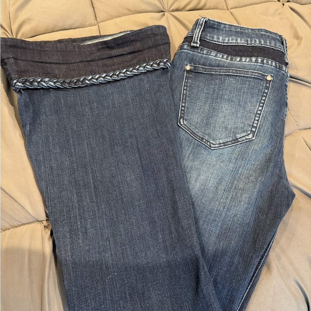 Grace Dark and Light Blue Straight Leg Jeans
